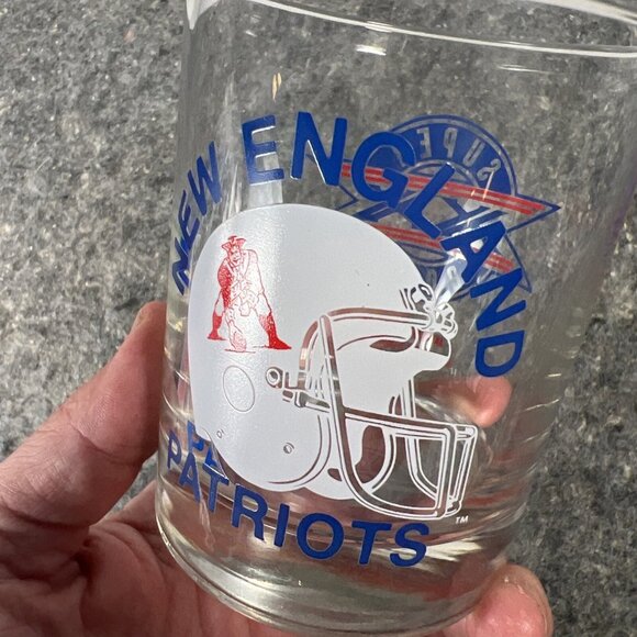 Vintage 1986 New England Patriots Super Bowl XX Champions Glass Tumbler Rocks - Picture 9 of 10